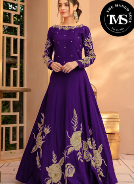 *** Silk Heavy Embroidery Neck Line Sleeves & Bottom Maxi ***