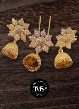 Zircon Chain Flower Locket With Flower Jhumki !!