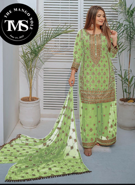 Full Embroidery Shirt With Embroidery Palazzo & Dupatta Organza Suit !!