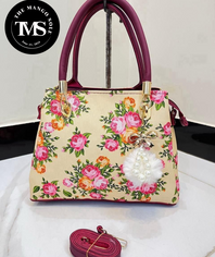 ** Premium Canvas  Floral Bag With Long Belt **