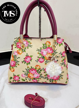 ** Premium Canvas  Floral Bag With Long Belt **