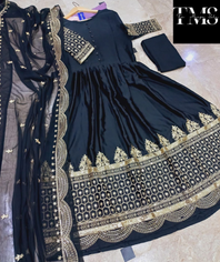  ** Border Sleeve Heavy Sequence Embroidery With Sequence Embroidery Dupatta 3pcs  **