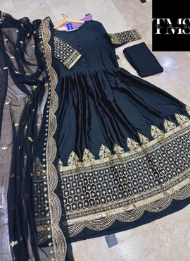  ** Border Sleeve Heavy Sequence Embroidery With Sequence Embroidery Dupatta 3pcs  **