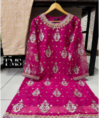 * Embroidered & Mirror Work Article On Bamber Chiffon *