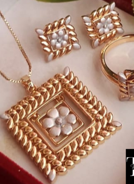 Printed 3 pieces Set Chain Locket with Adjustable Ring !!