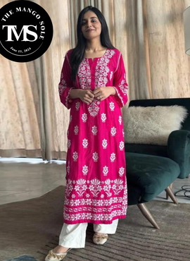 SOFT LINEN EMBROIDERED LONG KURTI
