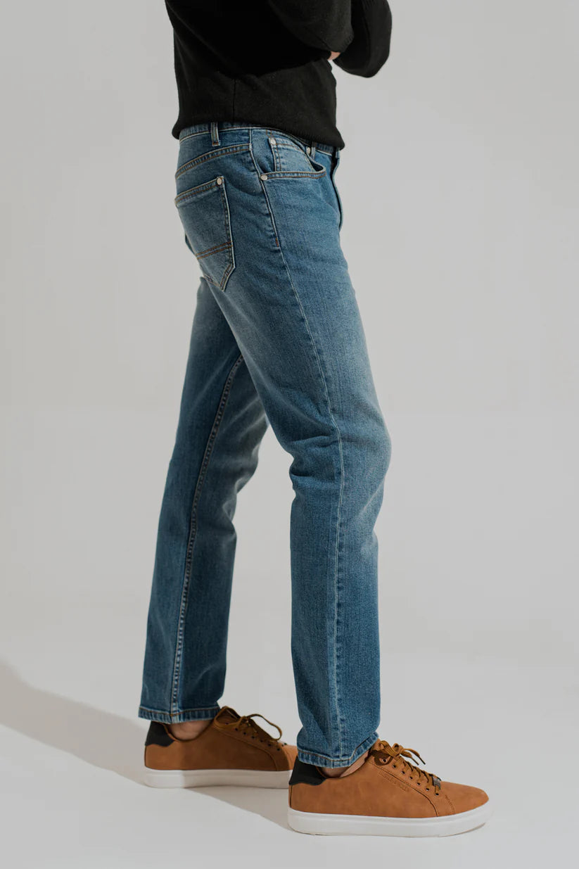 TMS Blue Mid Washed Slim Fit Denim Jeans