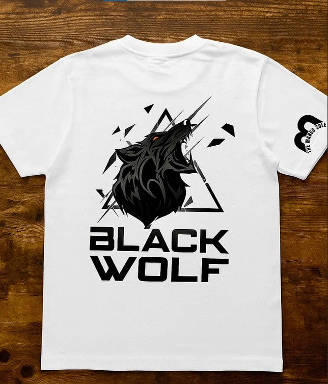 TMS Uni Sex Drop Shoulder Black Wolf T-Shirt