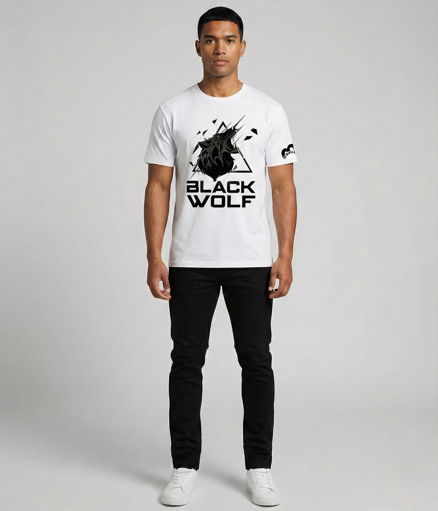 TMS Uni Sex Drop Shoulder Black Wolf T-Shirt