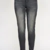 High-Rise Washed Charcoal Skinny Jeans