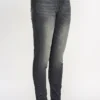 High-Rise Washed Charcoal Skinny Jeans