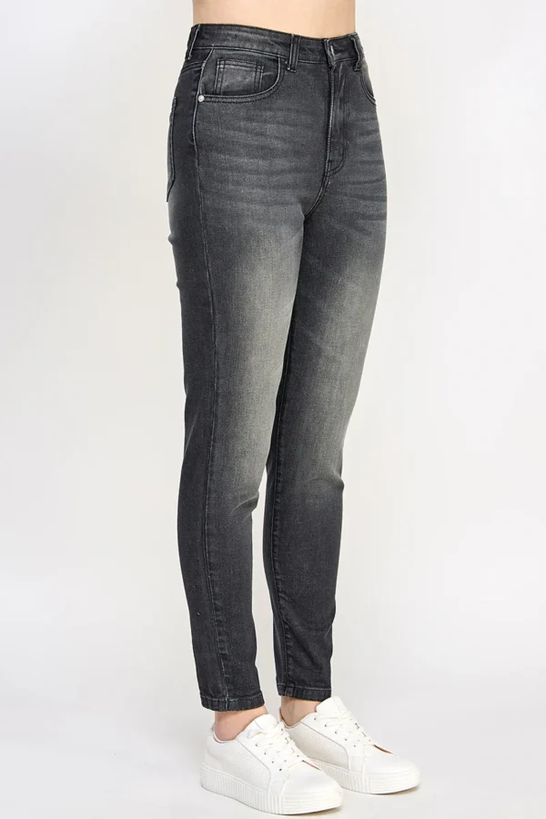 High-Rise Washed Charcoal Skinny Jeans