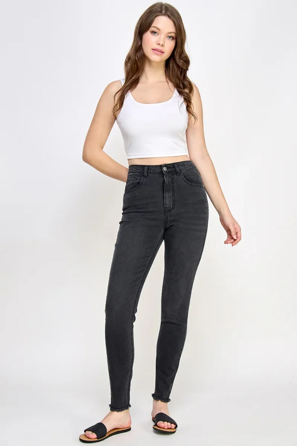 High-Rise Skinny Jeans in Washed Charcoal