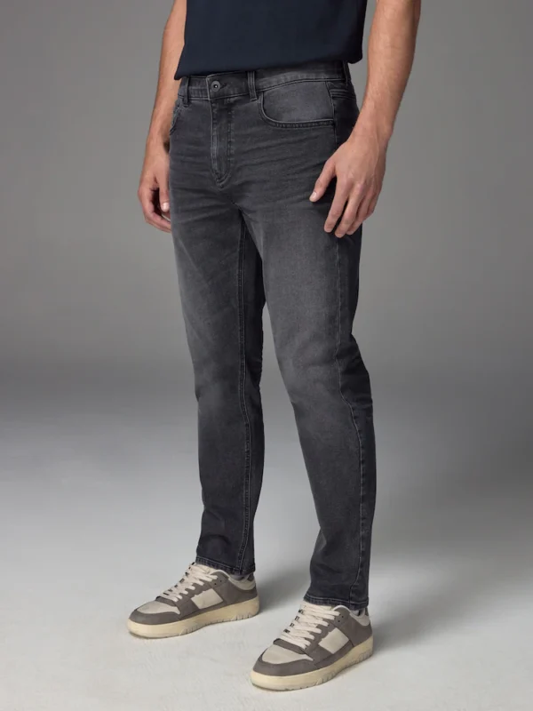 Men Grey Washed Slim Fit Essential Stretch Jeans