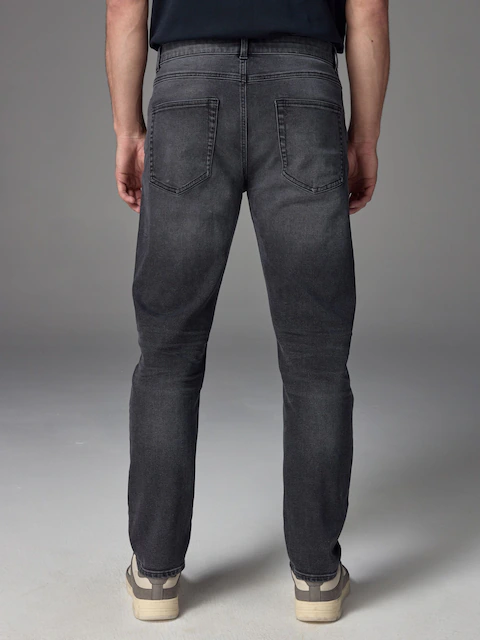 Men Grey Washed Slim Fit Essential Stretch Jeans