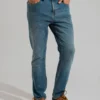 Men Blue Mid Washed Slim Fit Denim Jeans