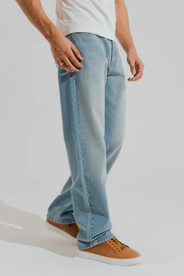 Blue Mid Washed Straight Fit Denim Jeans