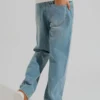 Blue Mid Washed Straight Fit Denim Jeans