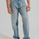 Blue Mid Washed Straight Fit Denim Jeans