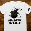 Black Wolf Print Unisex Drop Shoulder