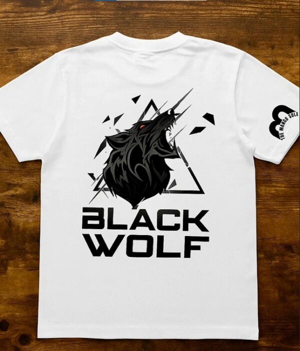 Black Wolf Print Unisex Drop Shoulder