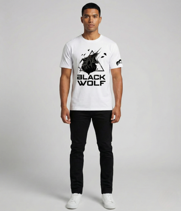 Black Wolf Print Unisex Drop Shoulder