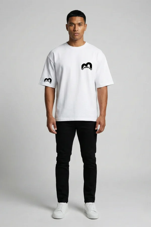 White Unisex Drop-Shoulder