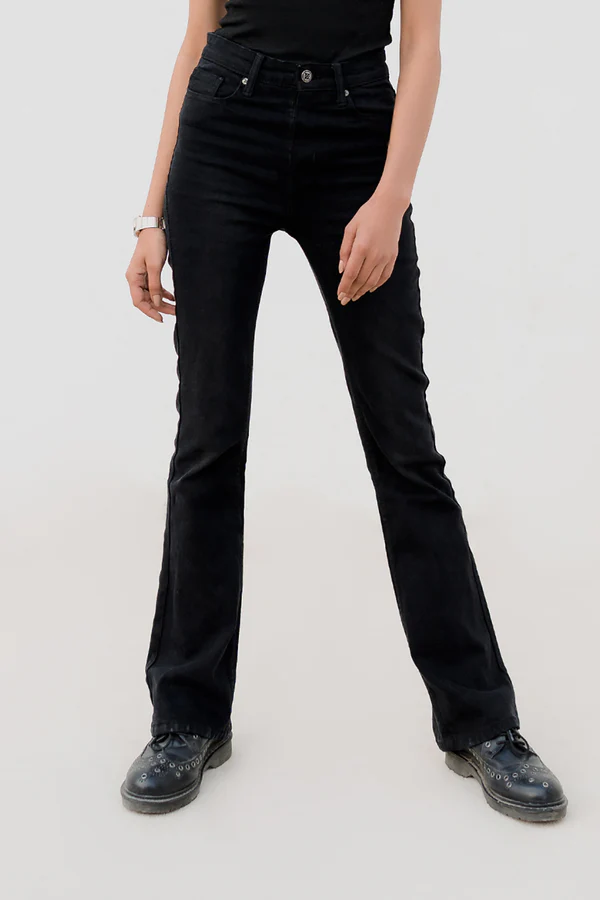 WDS23002-BLACK_2 Sleek Jet Black Bootcut Jeans
